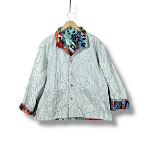 Casual Studio Reversible Jacket Womens XL Abstract Butterfly Artsy Boho Abstract